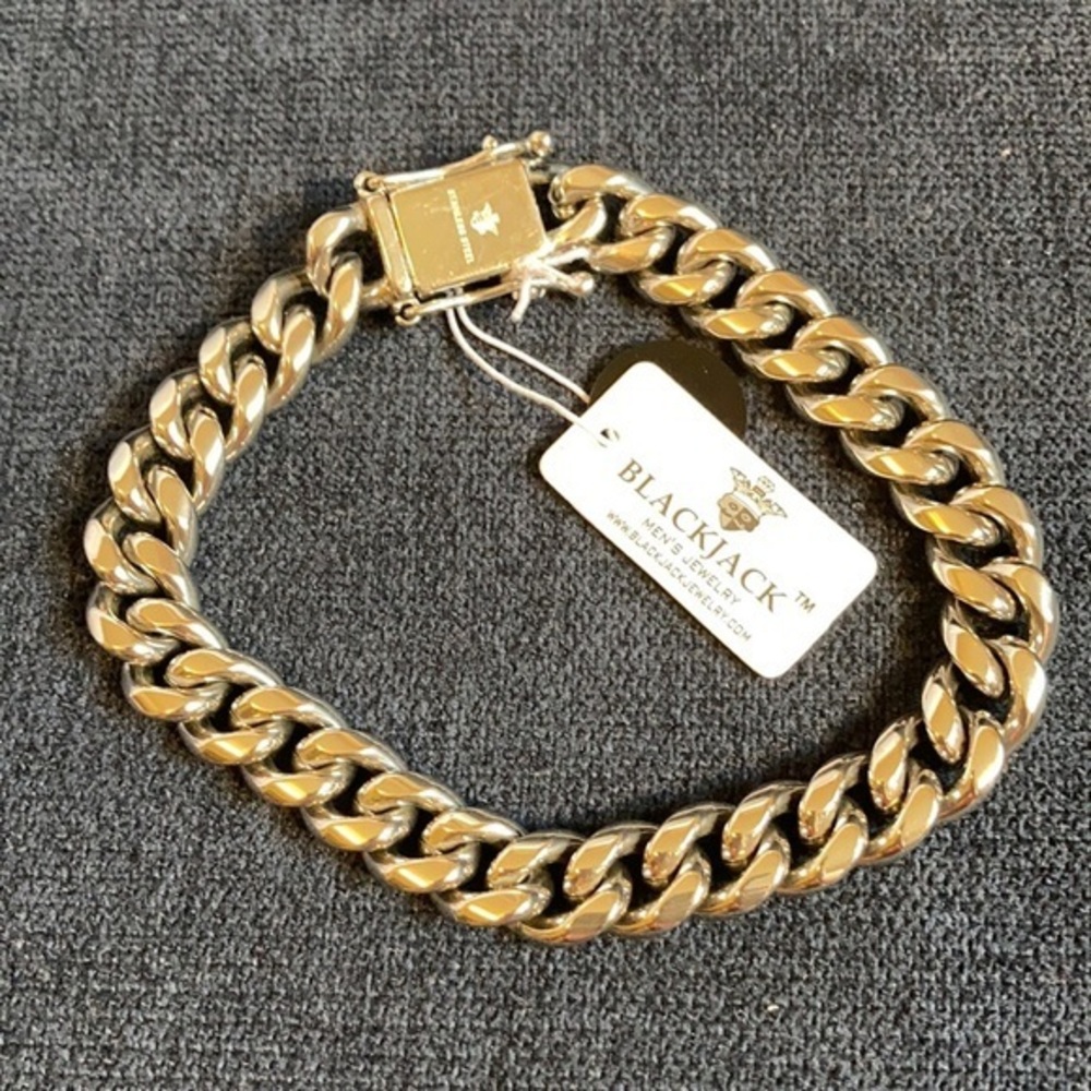 NWT BlackJack Men’s  stainless steel large link bracelet